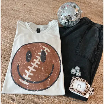 Football Smiley Fall Graphic T-shirt