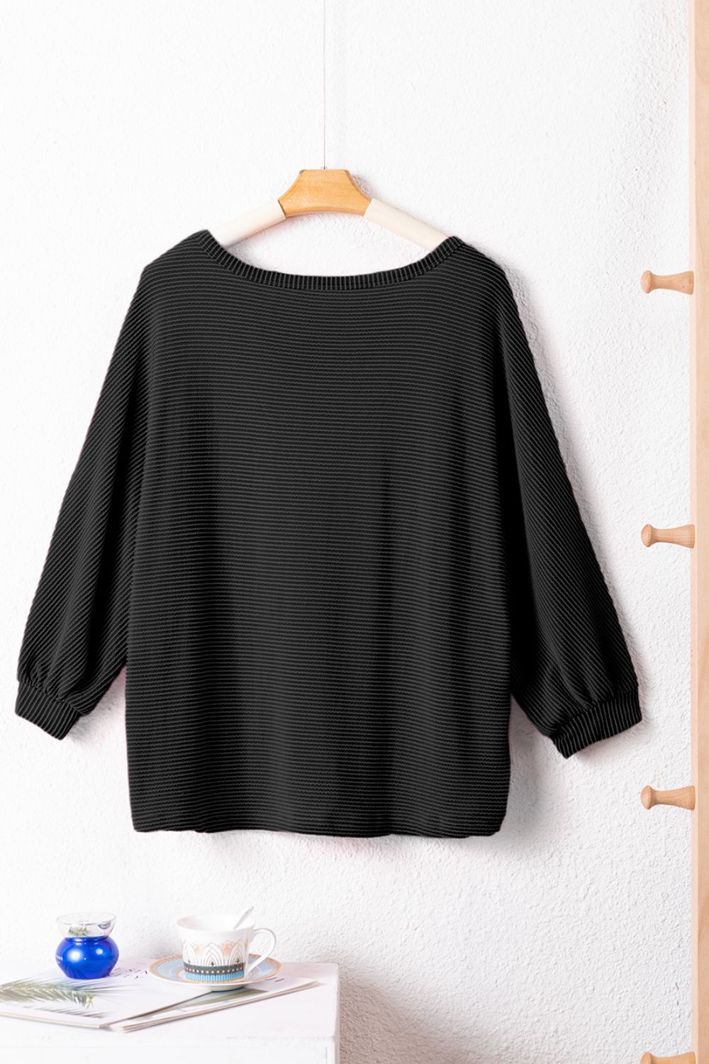 ONLINE ONLY! Texture V-Neck Long Sleeve Top