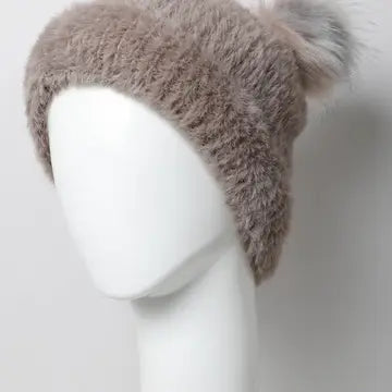 Plush Faux Mohair Knit Beanie for Winter Warmth 🤎