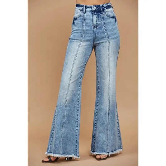 Wide Leg Palazzo Fit Jeans with Stretch