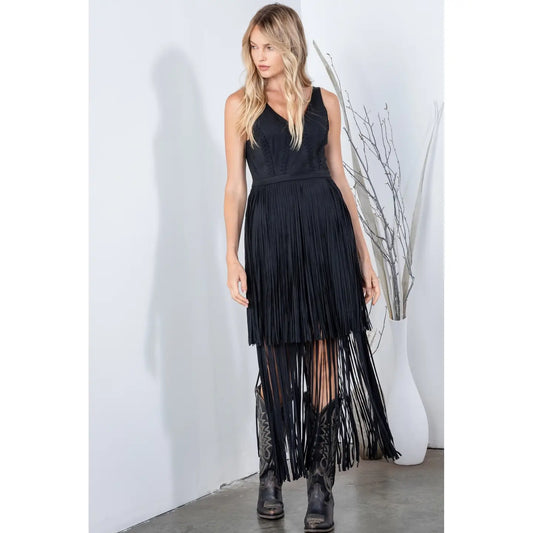 Southern Fringe Suede Dress