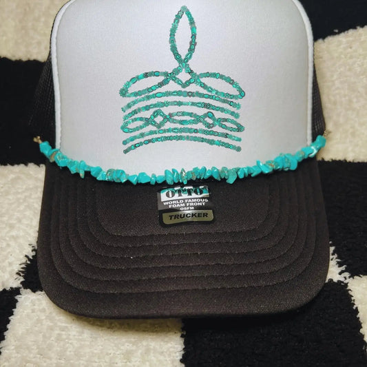 Turquoise Boot Stitch Trucker Hat