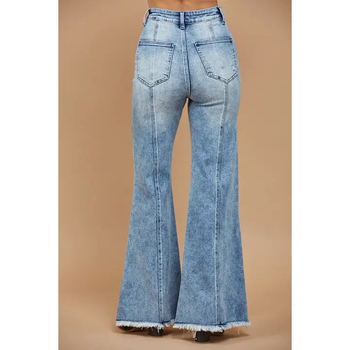 Wide Leg Palazzo Fit Jeans with Stretch