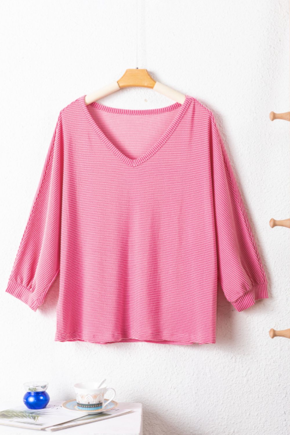 ONLINE ONLY! Texture V-Neck Long Sleeve Top