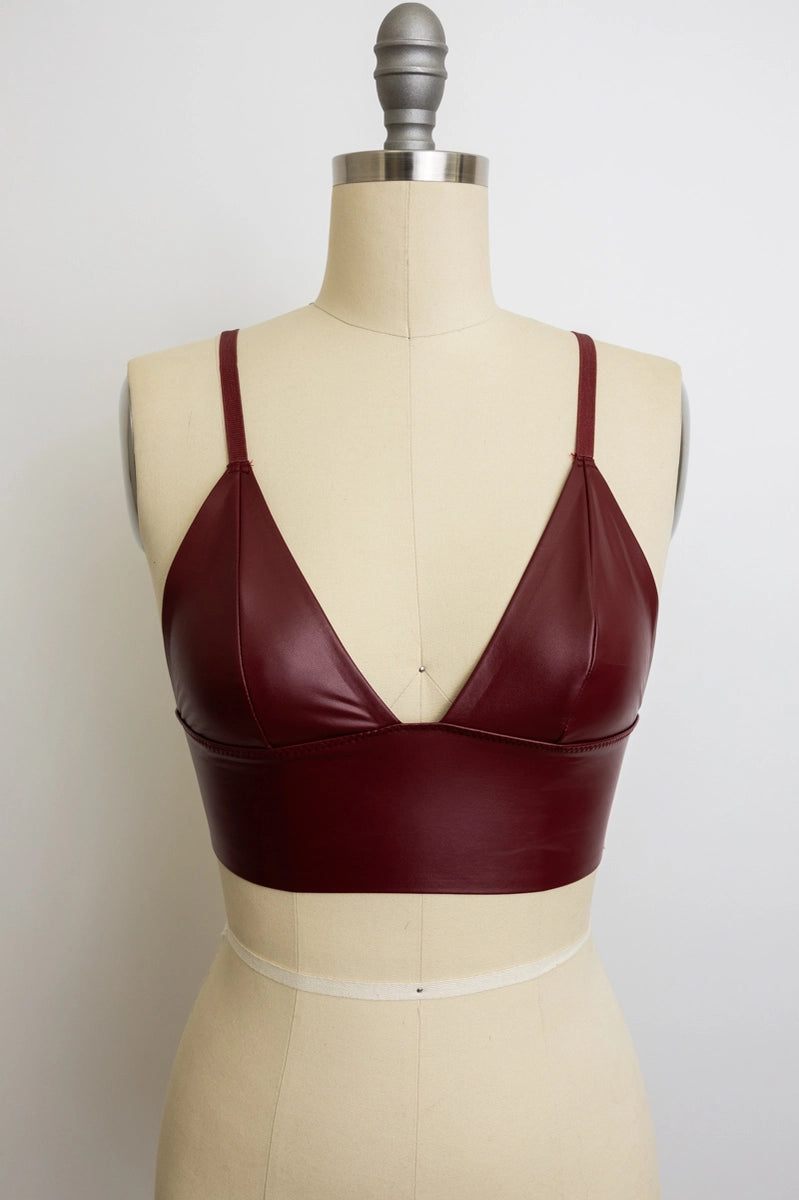 Faux Leather Longline Bralette - Edgy Shine