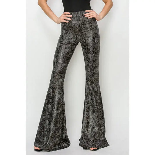 Python Gold Foil Bellbottom Knit Pants